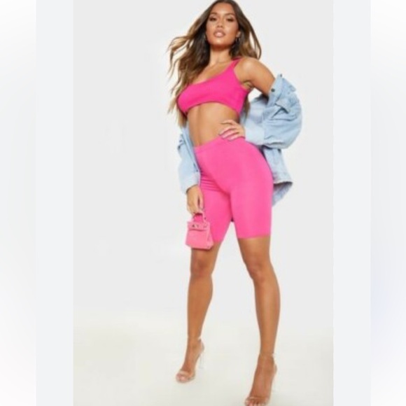 Pretty little Thing Pants - Pretty Little Thing Pink Neon Cycling Shorts Size 8 New With Tag